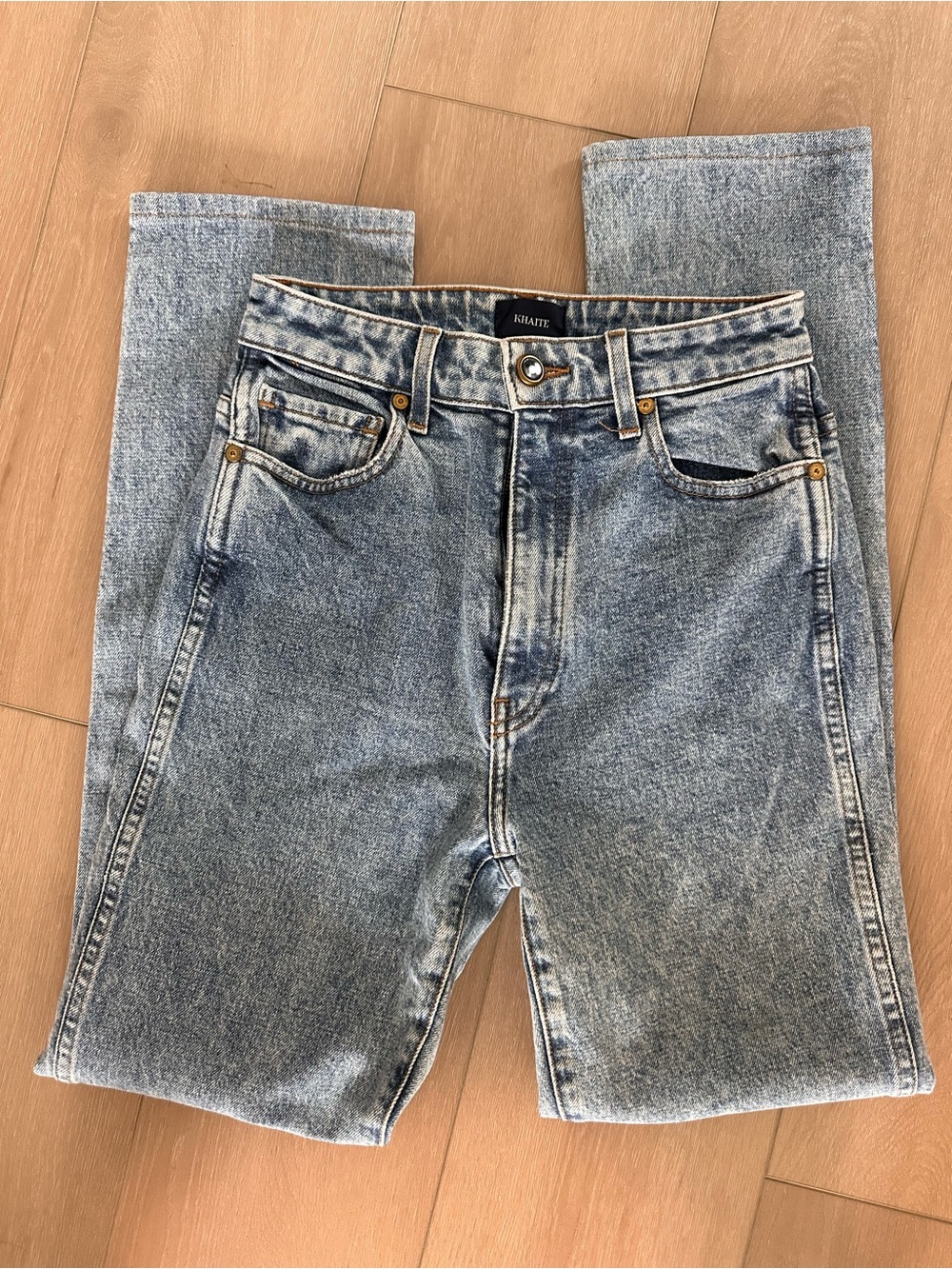 Khaite High Rise Straight Leg Jeans